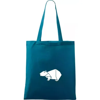 Origami kapybara - Taška bavlněná - 42 x 38 cm ( Petrolejová )