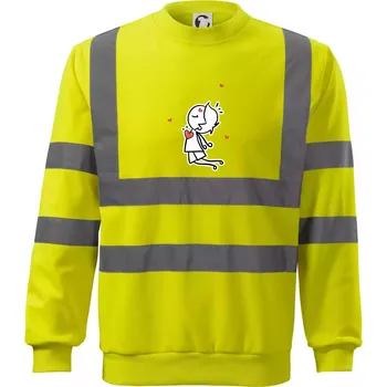 Pánská mikina Párový motiv - panáček a magnet - Reflexní mikina - 3XL ( Neonově žlutá )