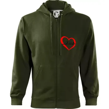 Pánská mikina Moje srdce bije pro hudbu - srdce malé - Mikina s kapucí na zip trendy zipper - S ( Military )