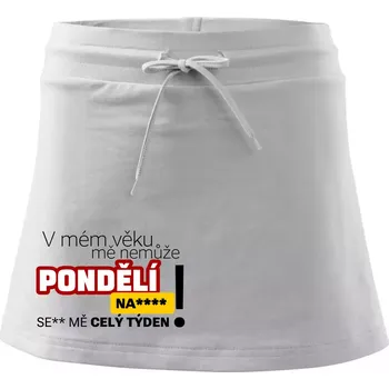Dámská sukně V mém věku mě nemůže pondělí nas**** - Sportovní sukně - two in one - XL ( Bílá )