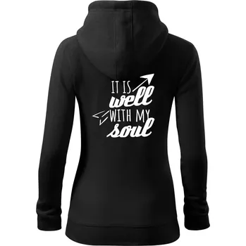 Dámská mikina It is well with my soul - Dámská mikina trendy zipper s kapucí - S ( Černá )