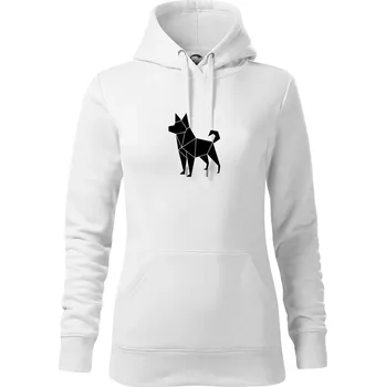 Dámská mikina Origami pes z boku - Mikina dámská Cape s kapucí - L ( Bílá )