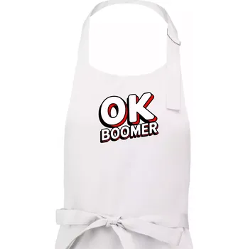 Kuchyňská zástěra Baby Boomers - OK boomer - Dámská zástěra na vaření - Univerzální velikost ( Bílá )