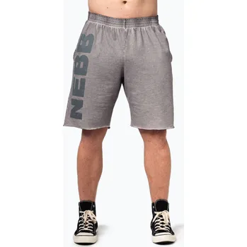 Pánské kraťasy Pánské tréninkové šortky NEBBIA Washed-Off NO BS light grey