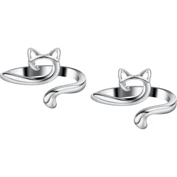 Čepice Sada 2 ks nastavitelných háčkovacích kroužků na přízi Prstový držák ve tvaru kočky Pomůcka pro háčkování a šití Rozdělovač nití stříbrná