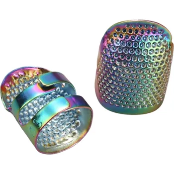 Čepice Sada 2 ks nastavitelných vintage náprstků na ruční šití Kovový ochranný kroužek Protiskluzový návlek Jehla Prst Šicí pomůcka 2,3x1,5 cm vícebarevná