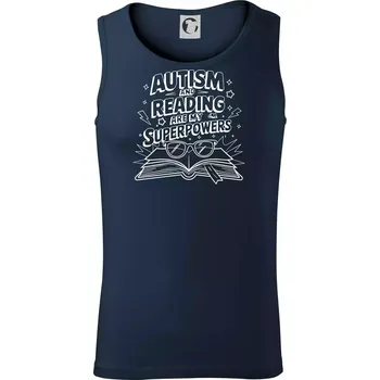 Autism and reading are my superpowers - Tílko pánské Core - L ( Námořní modrá (velmi tmavá - téměř černá) )