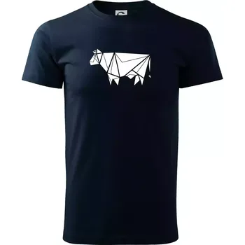 Pánské tričko Origami kráva z boku - Triko extra velké (5-8XL) - 6XL ( Námořní modrá (téměř černá) )