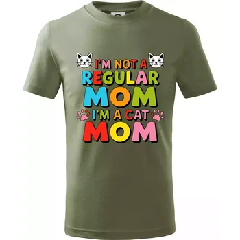 I'm not a regular mom I'm a cat mom - Tričko dětské bavlněné - 134 cm/8 let ( Khaki )