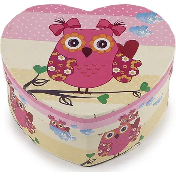 Dárková krabička Dárková krabička srdce sova 11,5x10 cm Varianta: 2 růžová střední béžová, Balení: 1 ks