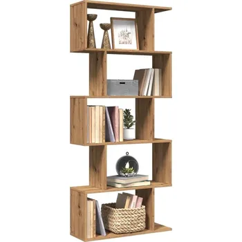Knihovna vidaXL Knihovna/dělící stěna 5patrová 70 x 24 x 161 cm kompozit [858101] Barva: dub artisan