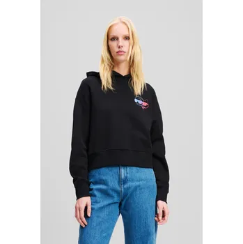 Dámská mikina MIKINA KARL LAGERFELD IKON COLOUR CROPPED HOODIE BLACK