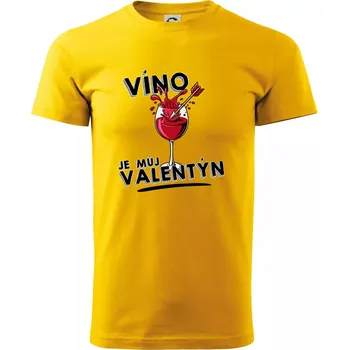 Pánské tričko Víno je můj valentýn - Triko extra velké (5-8XL) - 6XL ( Žlutá )