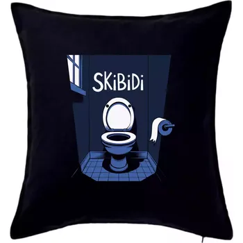 Polštář Skibidi modrá toaleta - Polštář 50x50 - 50x50 - Pouze potah ( Černá )
