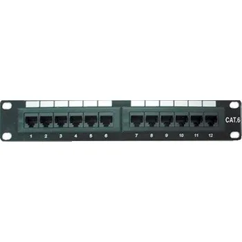 Serverovna DATACOM Patch panel 10" UTP 12 port CAT6 DUAL 1U BK