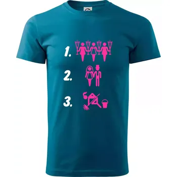 Pánská móda Před a po žena - Klasické pánské triko vyšší gramáže - M ( Petrolejová )