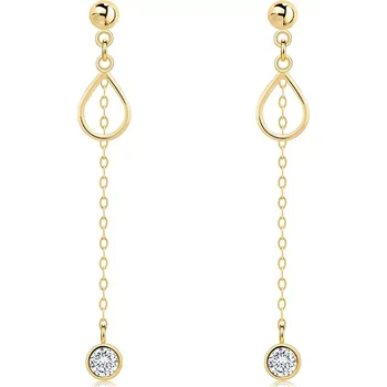Náušnice Visací náušnice ze 14K zlata s obrysem slzy a čirými zirkony