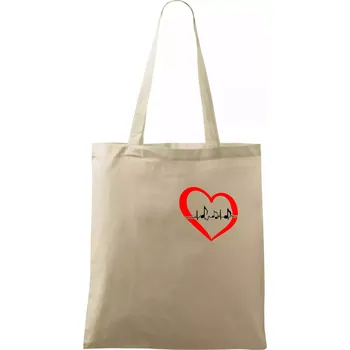 Moje srdce bije pro hudbu - srdce malé - Taška bavlněná - 42 x 38 cm ( Naturální )