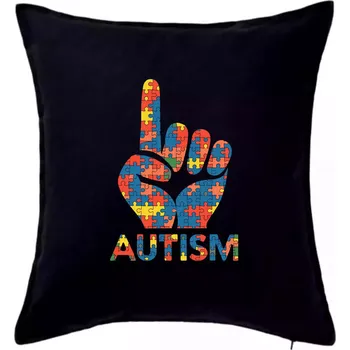 Polštář Autism ruka - Polštář 50x50 - 50x50 - Pouze potah ( Černá )