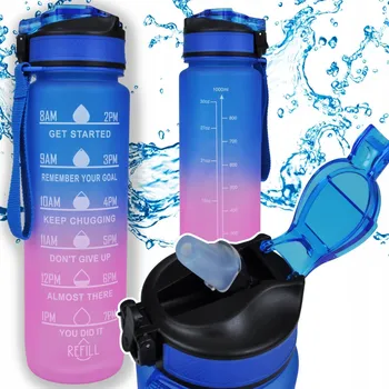 Láhev Lahev Na Pití Przydasie.pl 1000 ml růžový s ukazatelem příjmu vody