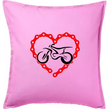 Polštář Moto srdce řetěz - enduro - Polštář 50x50 - 50x50 - Pouze potah ( Růžová )