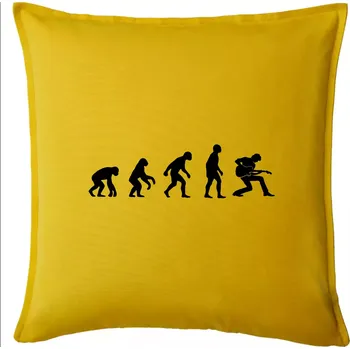 Polštář Evoluce kytarista - klečící - Polštář 50x50 - 50x50 - Pouze potah ( Žlutá )