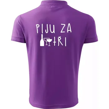 Pánská košile Jím za dva / Piju za tři - Polokošile pánská Pique Polo 203 - 4XL ( Fialová )