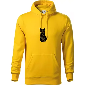 Pánská mikina Origami kočka zepředu - Mikina pánská Cape s kapucí - M ( Žlutá )