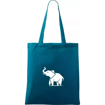 Origami slon z boku - Taška bavlněná - 42 x 38 cm ( Petrolejová )