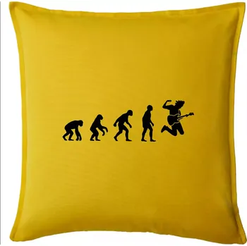 Polštář Evoluce kytarista - výskok - Polštář 50x50 - 50x50 - Pouze potah ( Žlutá )