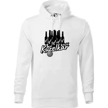 Pánská mikina Kuželkář pivo - Mikina pánská Cape s kapucí - 4XL ( Bílá )