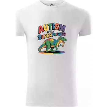 Pánské tričko Stojící Rex Autism is my superpower - Viper FIT - Pánské zůžené tričko - S ( Bílá )