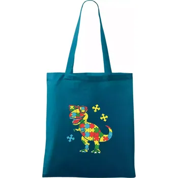 Autista dinosaurus puzzle - Taška bavlněná - 42 x 38 cm ( Petrolejová )