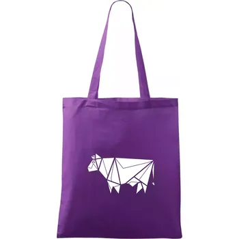 Origami kráva z boku - Taška bavlněná - 42 x 38 cm ( Fialová )
