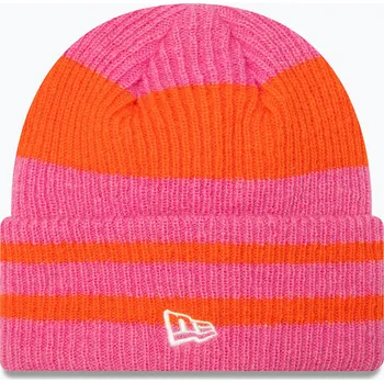 Čepice Dámská zimní čepice New Era Stripe Cuff Knit Beanie pastel pink