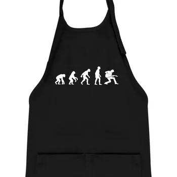 Kuchyňská zástěra Evoluce kytarista - klečící - Dětská zástěra na vaření - Univerzální velikost ( Černá )