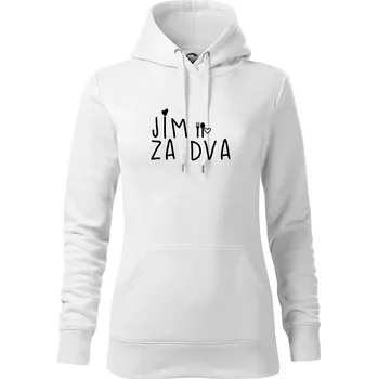 Dámská mikina Jím za dva / Piju za tři - Mikina dámská Cape s kapucí - XS ( Bílá )