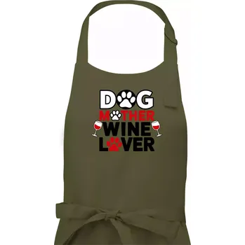 Kuchyňská zástěra Dog mother wine lover - Dámská zástěra na vaření - Univerzální velikost ( Khaki )