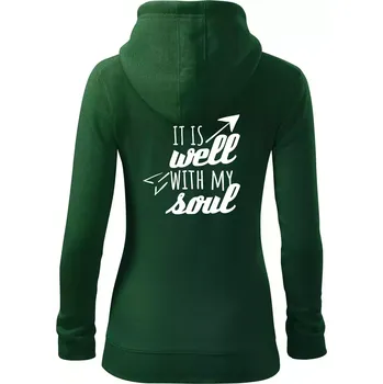 Dámská mikina It is well with my soul - Dámská mikina trendy zipper s kapucí - XS ( Lahvově zelená )