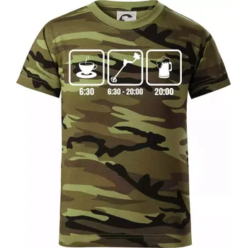 Chlapecké tričko Káva detektor pivo - Dětské maskáčové triko - 122 cm/6 let ( Zelený maskáč )