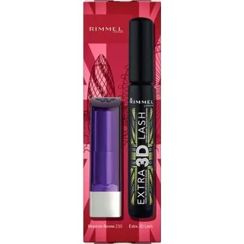 Rtěnka Rimmel London Onepack Řasenka EXTRA 3D MSC + MOISTURE RENEW Rtěnka 210