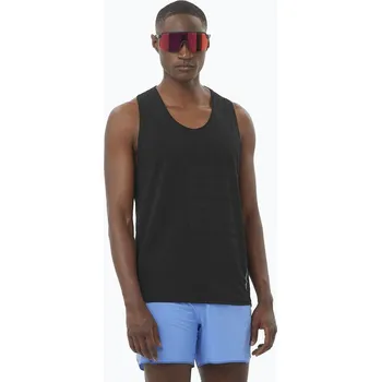 Pánské tílko Pánské běžecké tílko Salomon Sense Aero Singlet GFX deep black