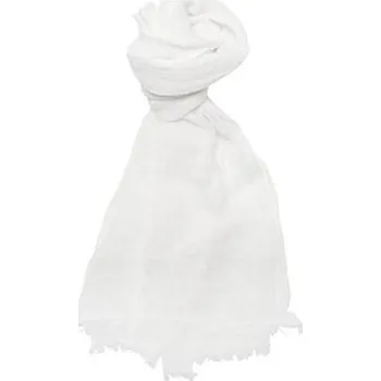 Šátek DOMĽANU Bílý lněný šála, 100% praný len, 48 *170 cm + 2 cm třásně