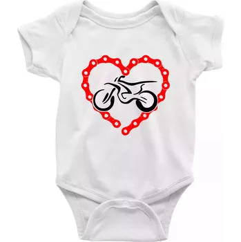 Kojenecký body Moto srdce řetěz - enduro - Body kojenecké s krátkým rukávem - Krátký r. 12-18 měs ( Bílá )