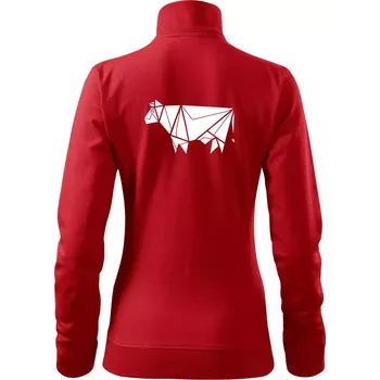 Dámská mikina Origami kráva z boku - Mikina dámská Viva bez kapuce - M ( Červená )