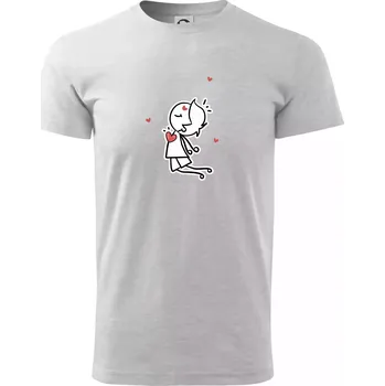 Pánské tričko Párový motiv - panáček a magnet - Triko extra velké (5-8XL) - 5XL ( Světlešedý Melír )