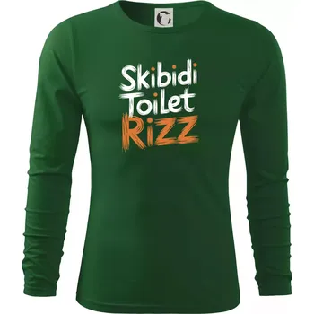Pánské oblečení Skibidi Toilet Rizz nápis - Triko s dlouhým rukávem FIT-T long sleeve - S ( Lahvově zelená )