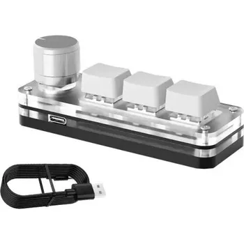 Klávesnice Mini mechanická klávesnice 3 klávesy a otočný knoflík RGB podsvícení Makro programování Herní klávesnice USB Červené spínače pro Photoshop bílá