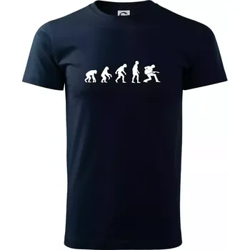 Evoluce kytarista - klečící - Triko extra velké (5-8XL) - 8XL ( Námořní modrá (velmi tmavá - téměř černá) )