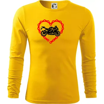 Pánské tričko Moto srdce řetěz - silniční - Triko s dlouhým rukávem FIT-T long sleeve - M ( Žlutá )